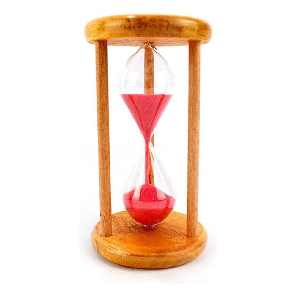Ampulheta Madeira E Vidro Relógio De Areia Vermelho 15 Seg