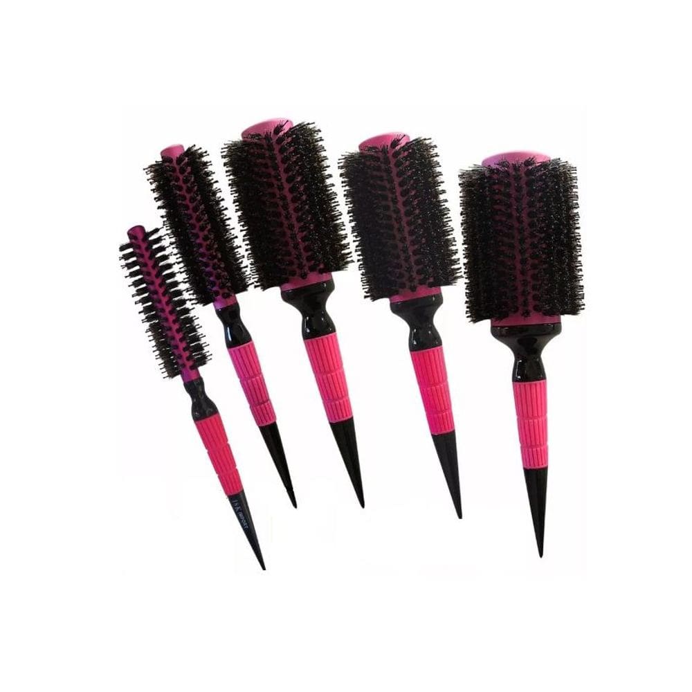 Kit 5 Escovas Profissionais Cabelo 18K Cerdas Javali
