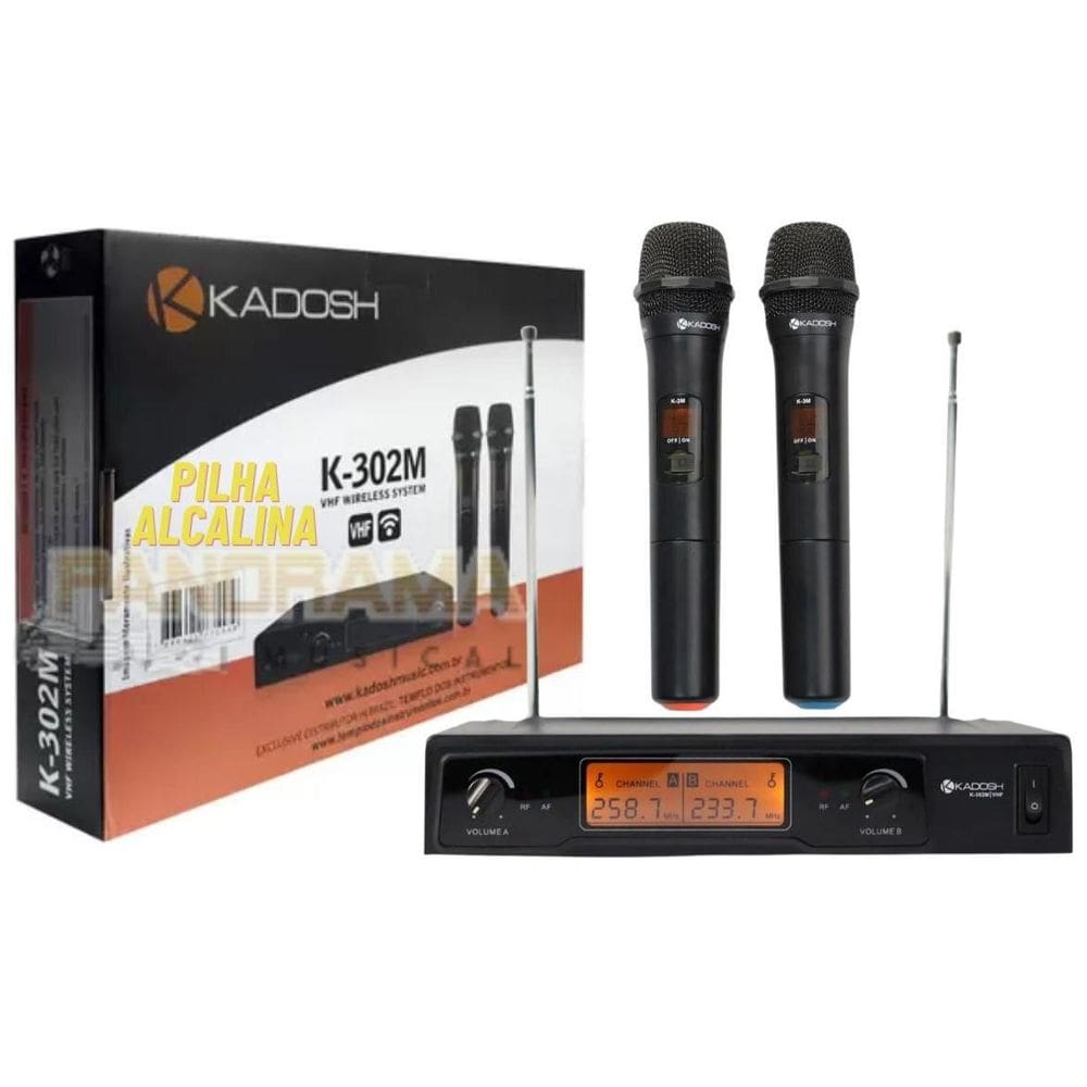 Microfone Sem Fio Duplo Kadosh K302M + Espumas