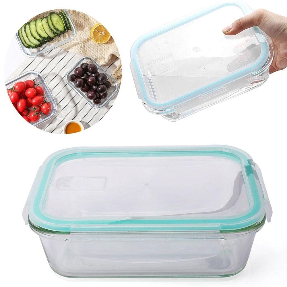 Kit 3Pças - Pote Vidro Quadrado Hermético Reforçado 370 Ml