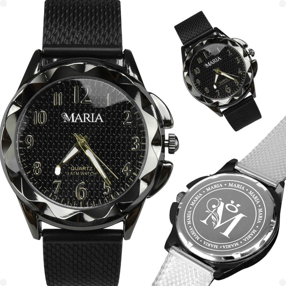 Relogio Pulso Feminino Silicone Elegância Premium Preto