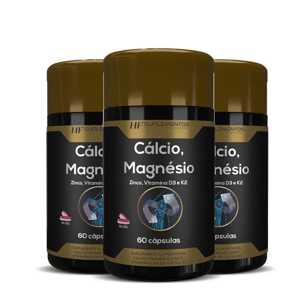 3X Calcio Magnesio Zinco Vit D3 K2 60Caps Hf Suplementos