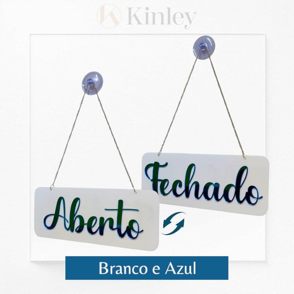 Placa De Sinalização Aberto Fechado Branco E Azul