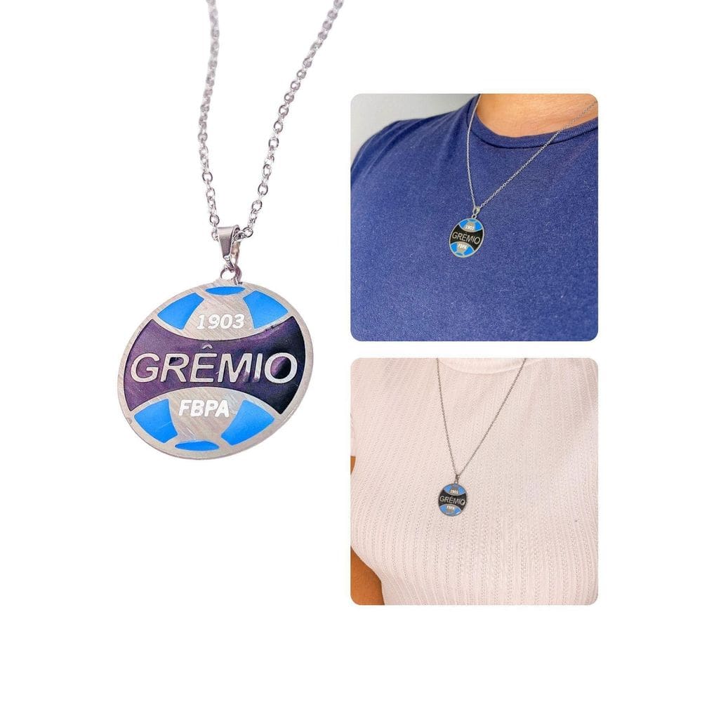 Colar Cordão Corrente 55Cm Unissex Pingente Time Grêmio