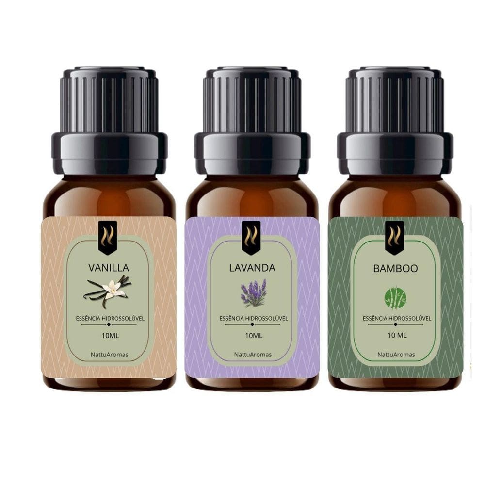 Essências Hidrossolúveis Kit 03 Unidades 10Ml Nattuaromas