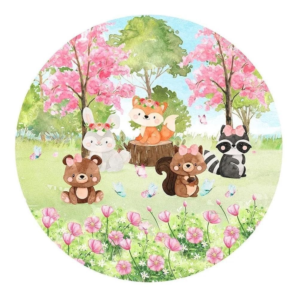 Painel De Festa Redondo Decoração De Aniversá Bosque Encanta