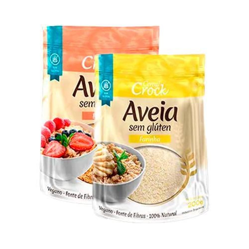 Kit 2 Aveia Sem Glúten Leve Croc: Farelo, Farinha