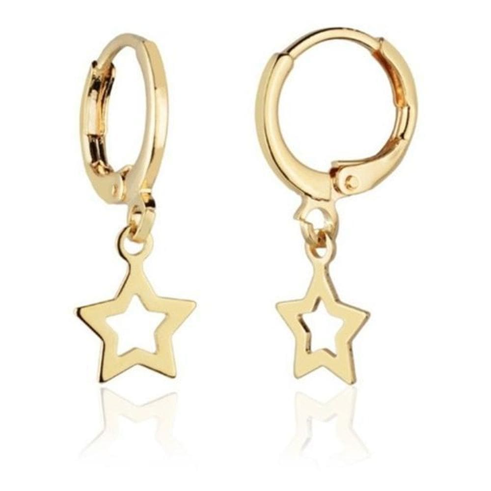 Brinco Argola Estrela Dourado Pequeno Folheado Com Garantia