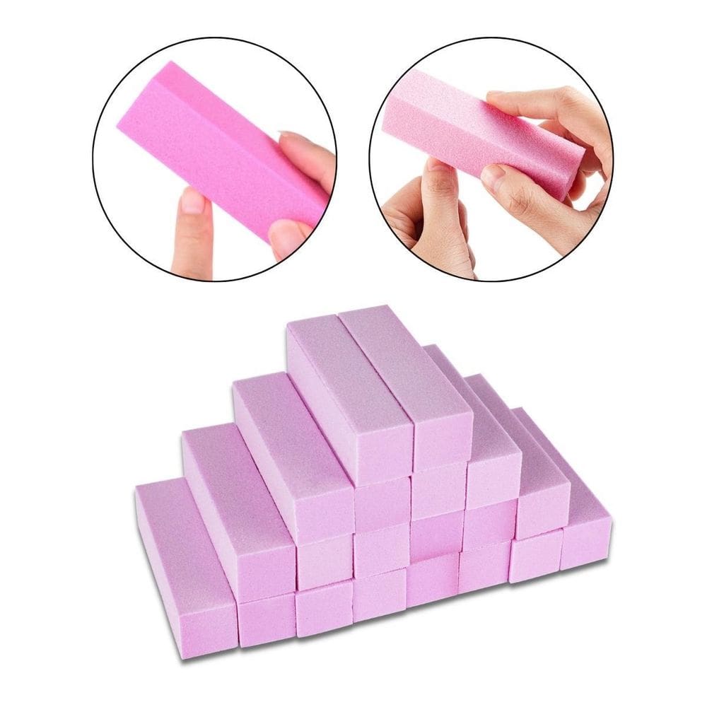 Kit 20 Lixa Bloco Rosa Polidora Fecha Poros Polir Unhas