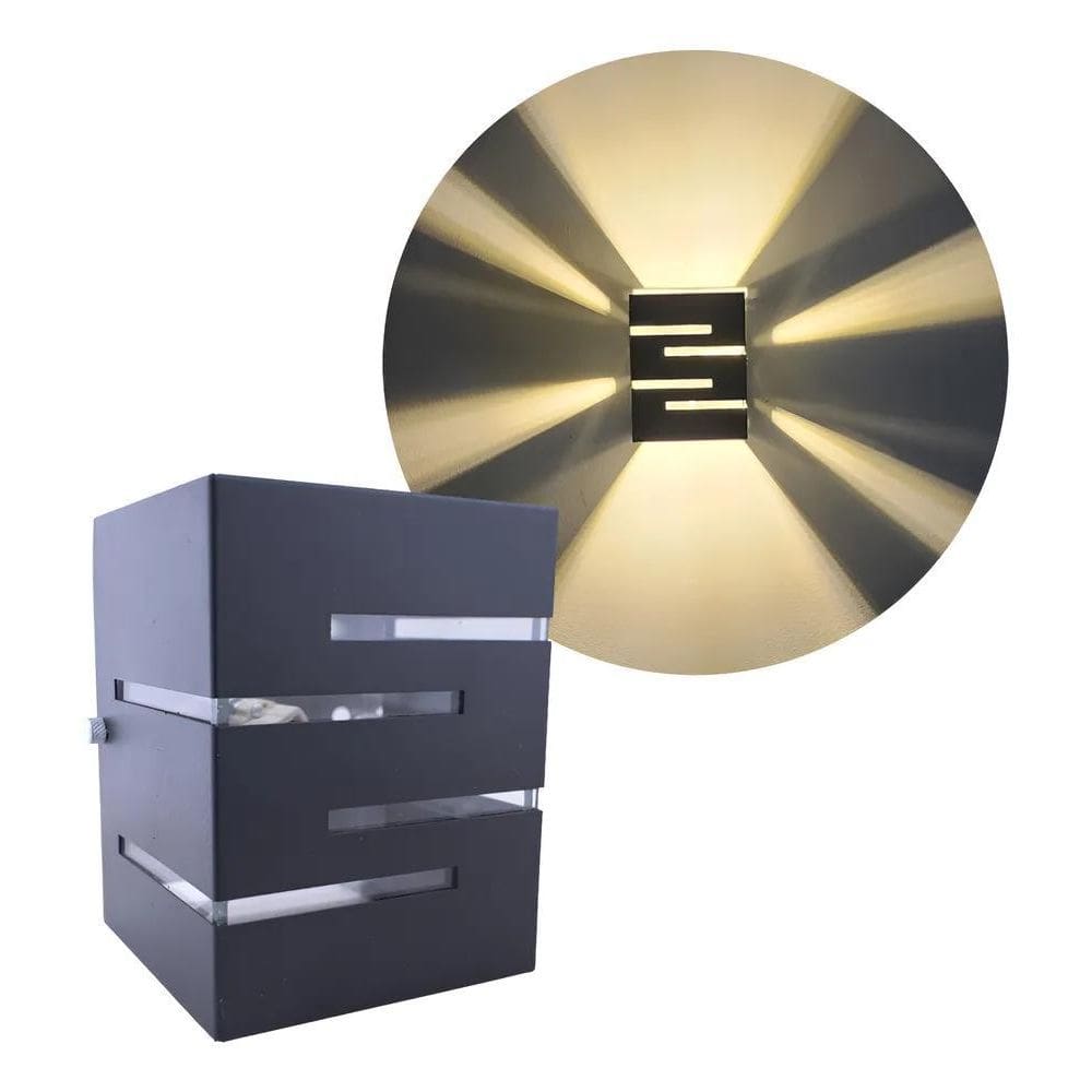 Arandela Parede Externa Interna 2 Focos E Frisos Preto Bivo