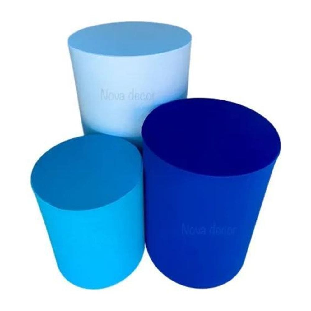 Trio De Capas Para Mesa Cilindros Varia 3 Tons De Azul