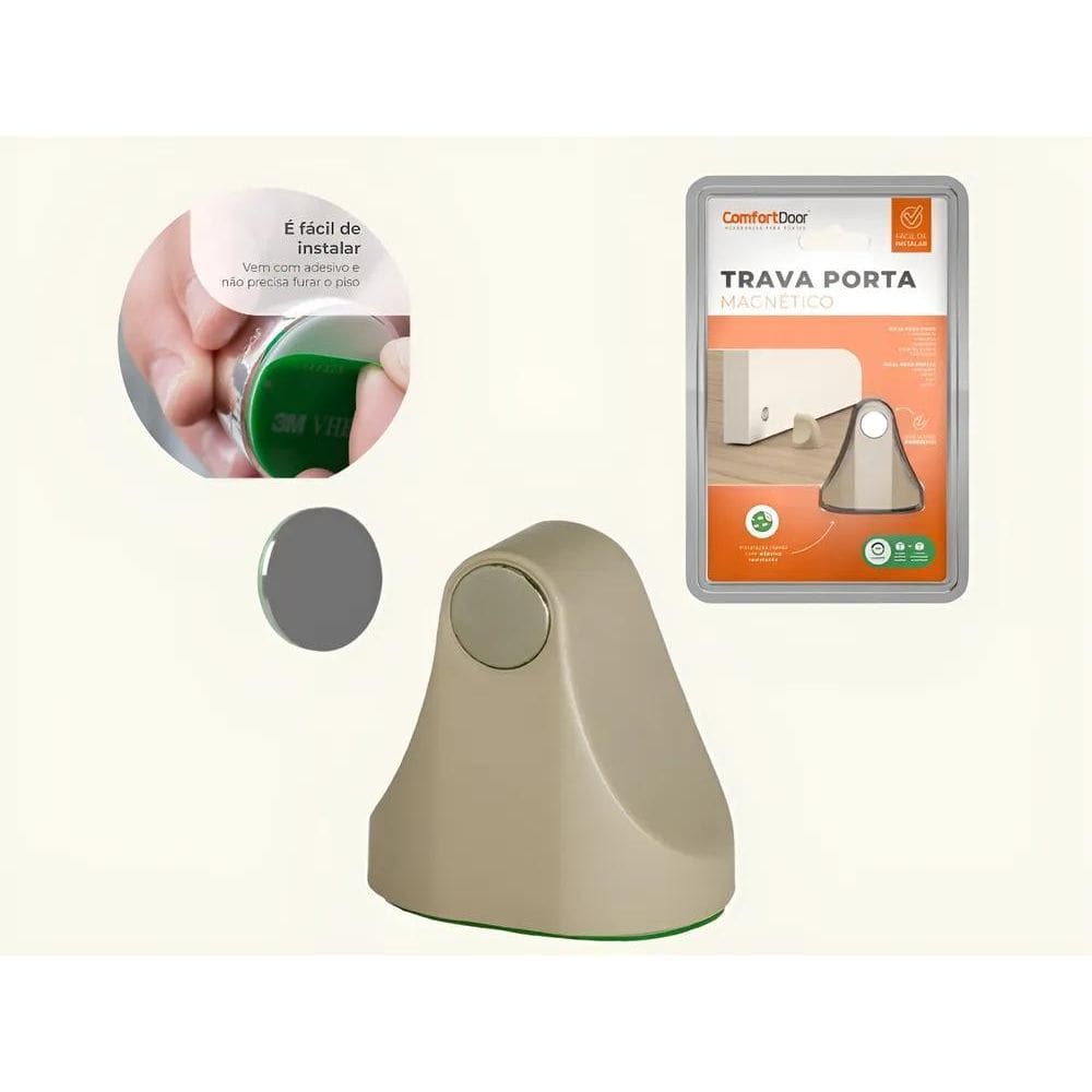 Fixador Trava Porta Magnético Prended Marrom Claro