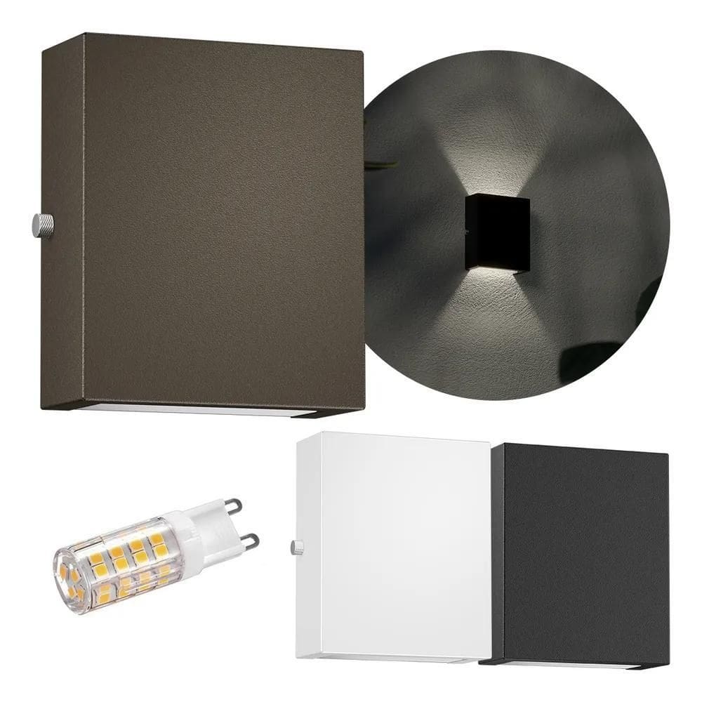 1X Arandela Mini Slim 2 Focos Extern Marrom / Branco Frio