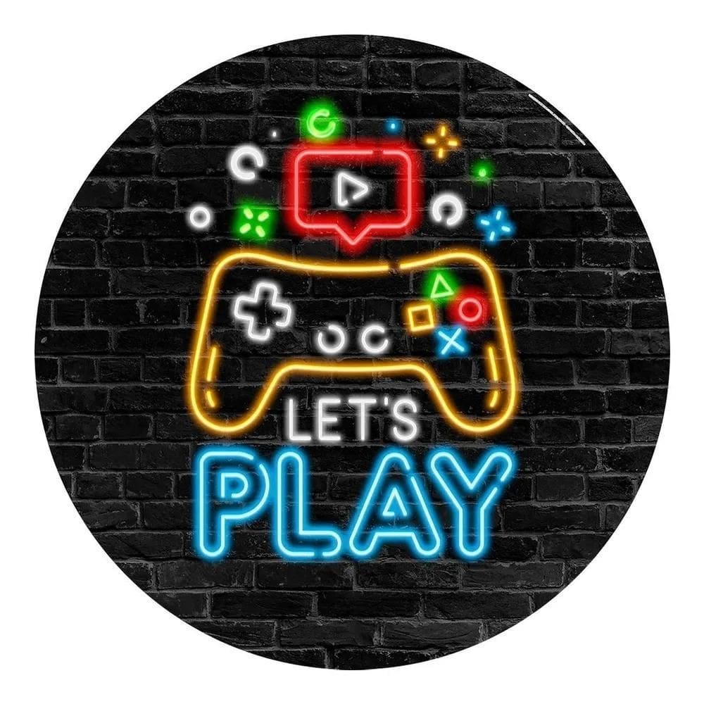 Painel Festa Redondo Sublimado 3D Tecido C/Elástico Game Ne