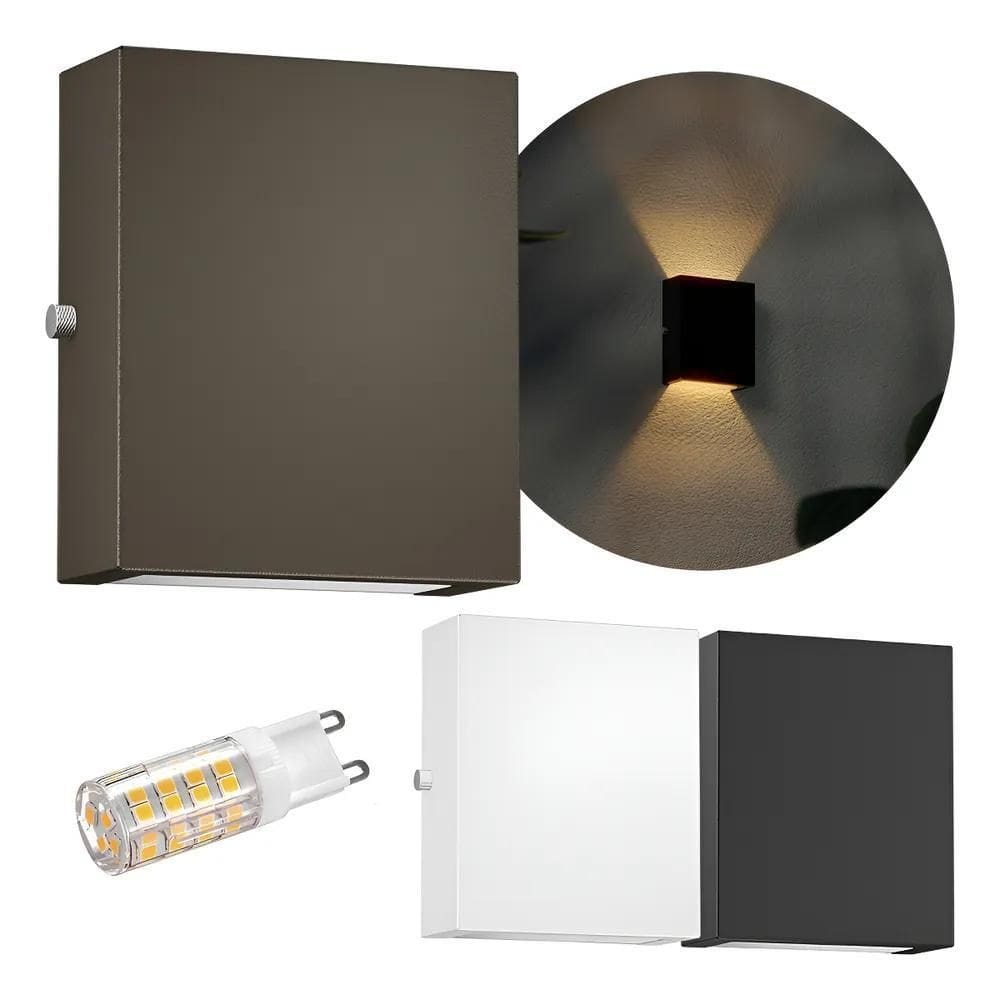 1X Arandela Mini Slim 2 Focos Exte Marrom / Branco Quente