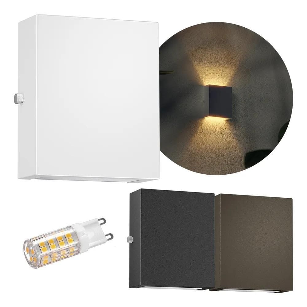 1X Arandela Mini Slim 2 Focos Exte Branco / Branco Quente