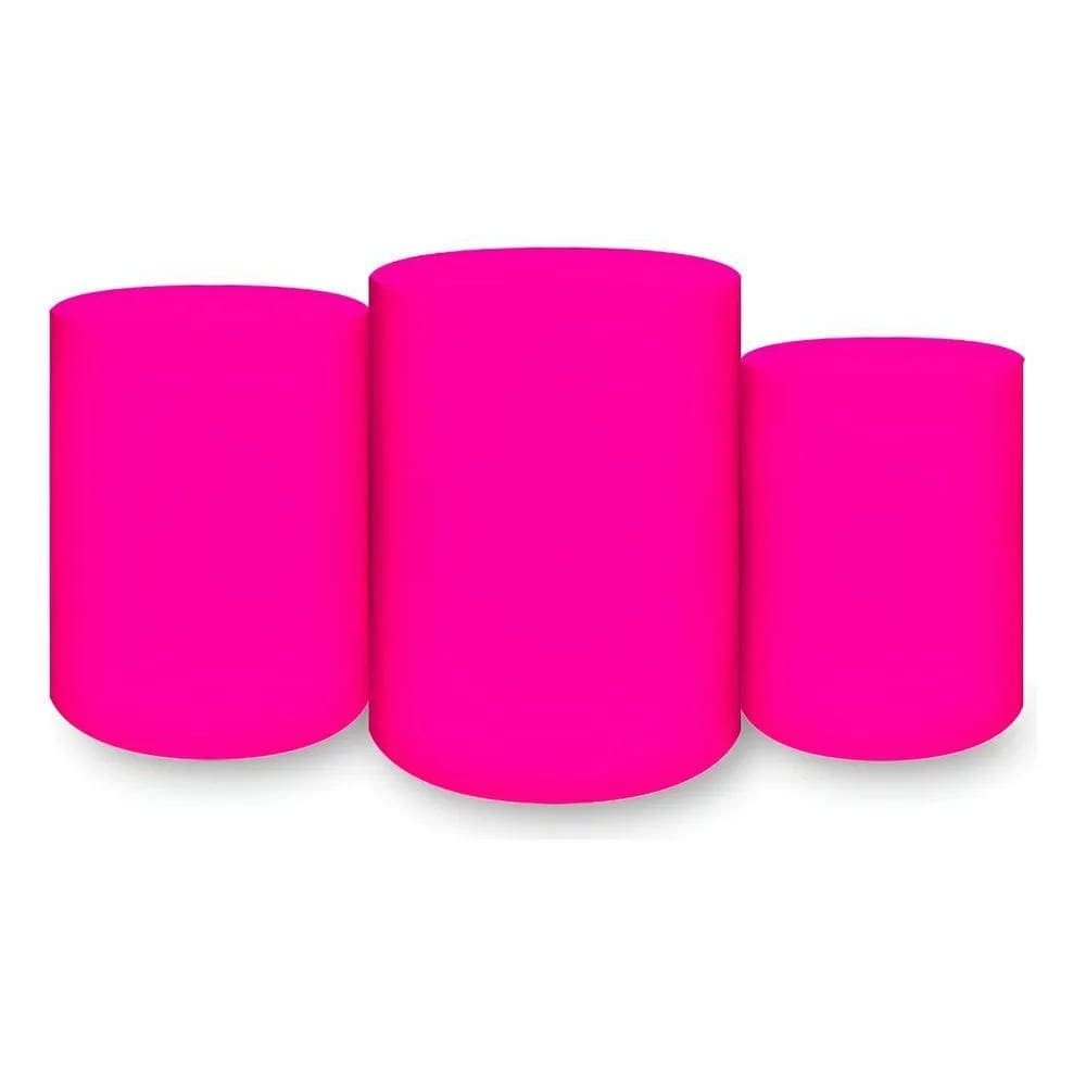 Trio Capas De Cilindro Sublimado Liso Rosa Choque
