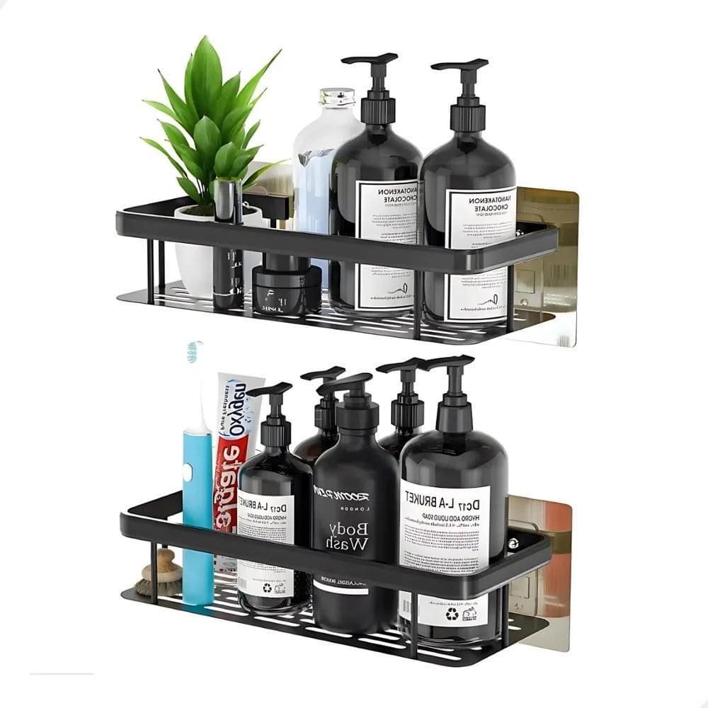 Suporte De Shampoo Prateleiras De Banheiro Sem Furo Preto