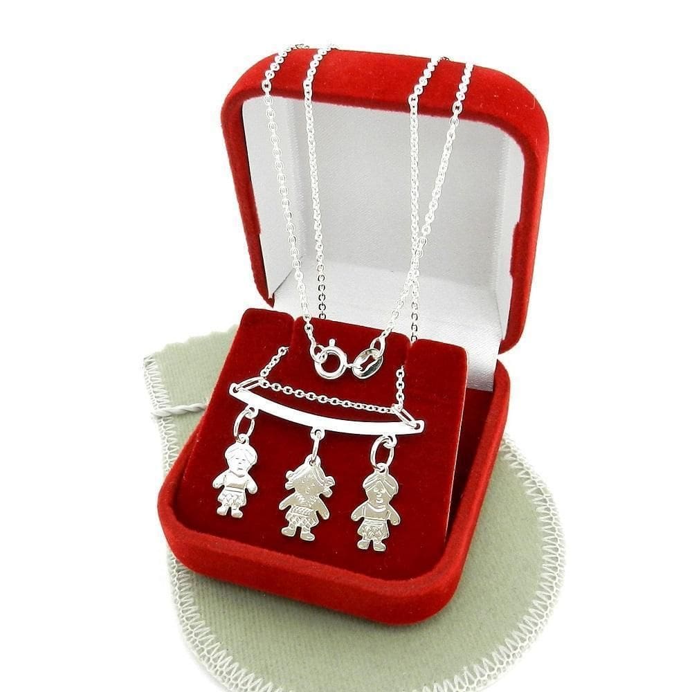 Corrente Feminina 50Cm 2 Meninos Menina Folheada Prata Cr829