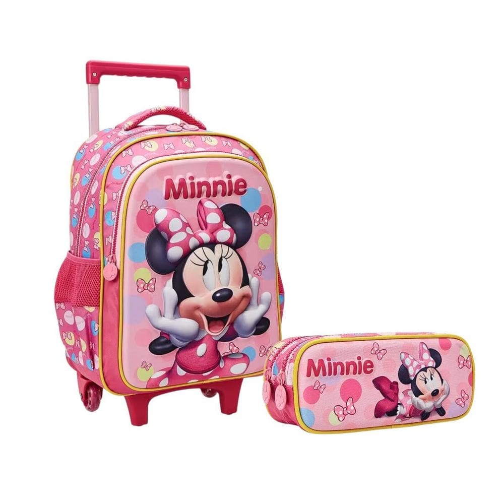 Kit Mochila De Carrinho E Estojo Minnie 3D Xeryus