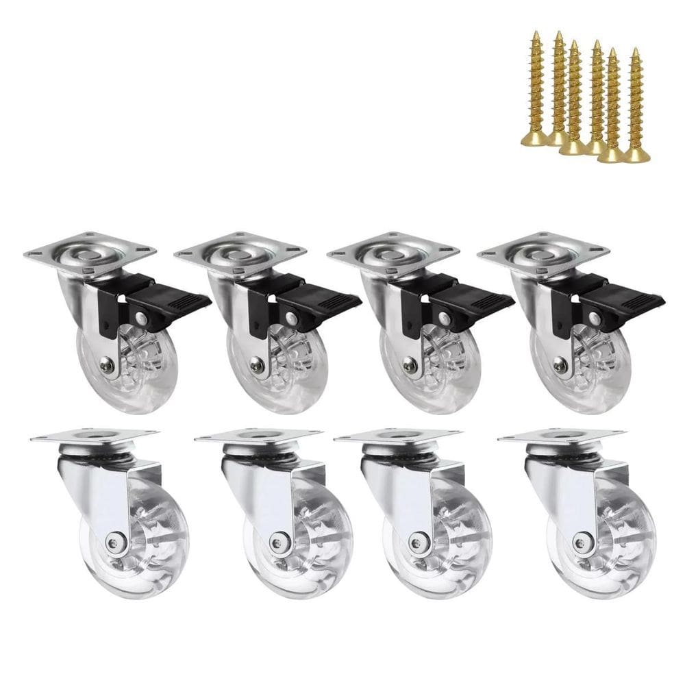 Kit 8 Rodízio Giratório Gel Rodinha Silicone 35Mm Parafusos