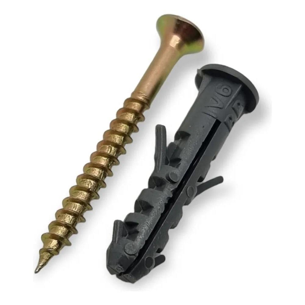 100 Parafuso Phillips Com 100 Bucha 6 Anel 6Mm- Total 200Pçs