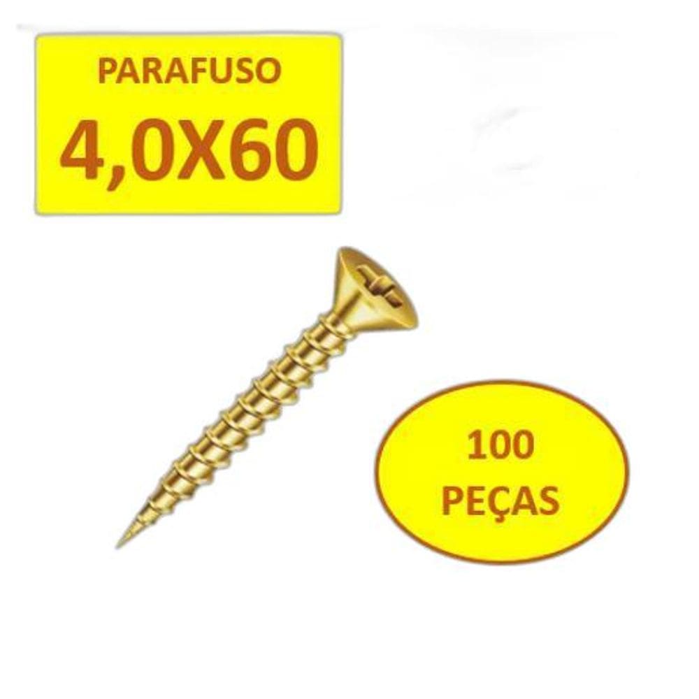 Parafuso Chipboard 4,5X60 Cabeça Chata Para Madeira 100 Un