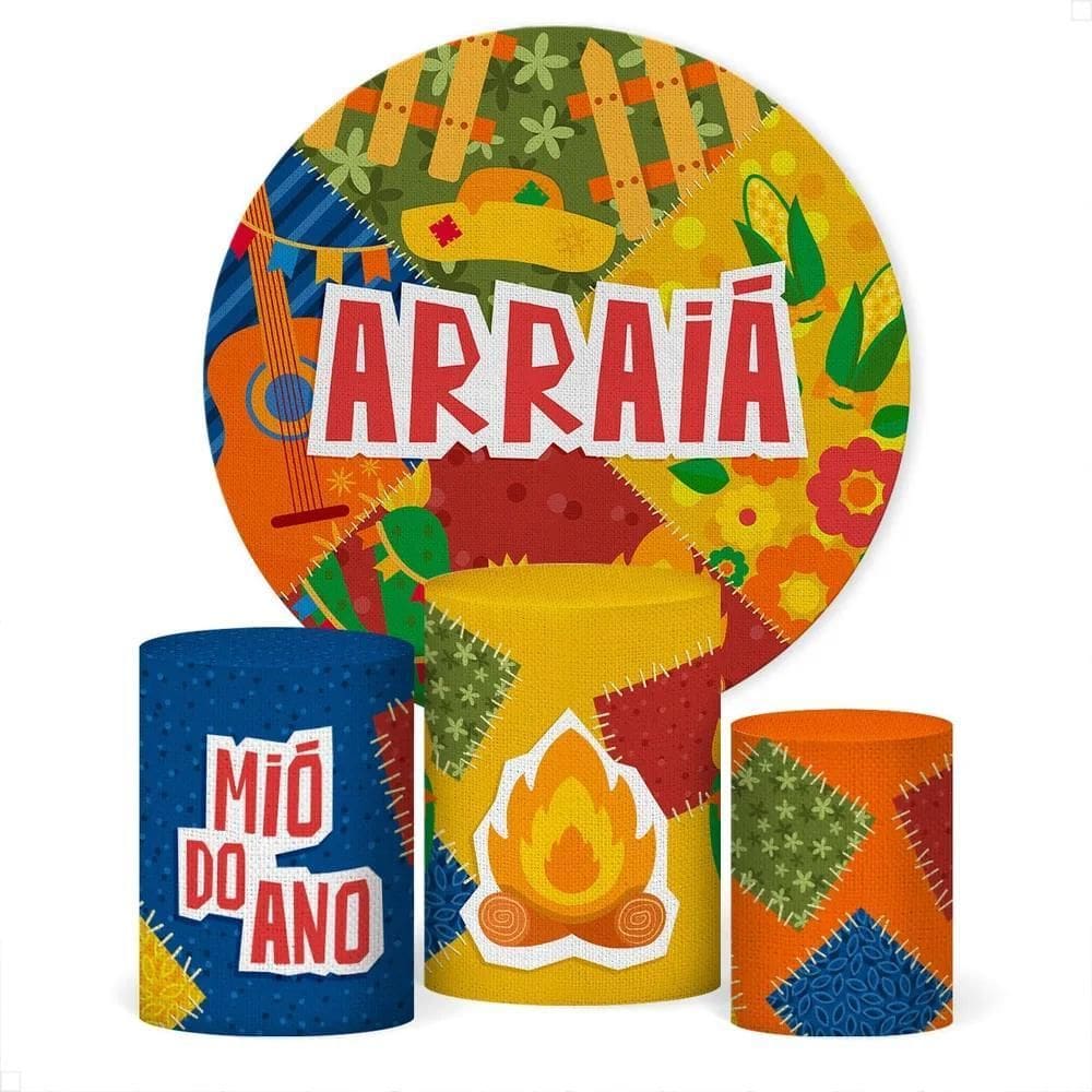 Painel De Festa E Capa Cilindro Decoração Sublim Festa Junin