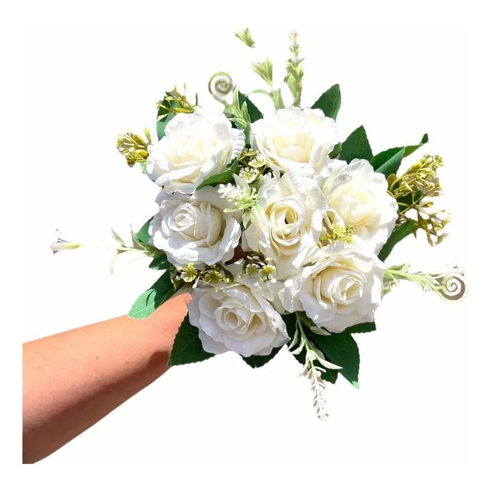 Buquê De Rosas Artificial  87 Creme