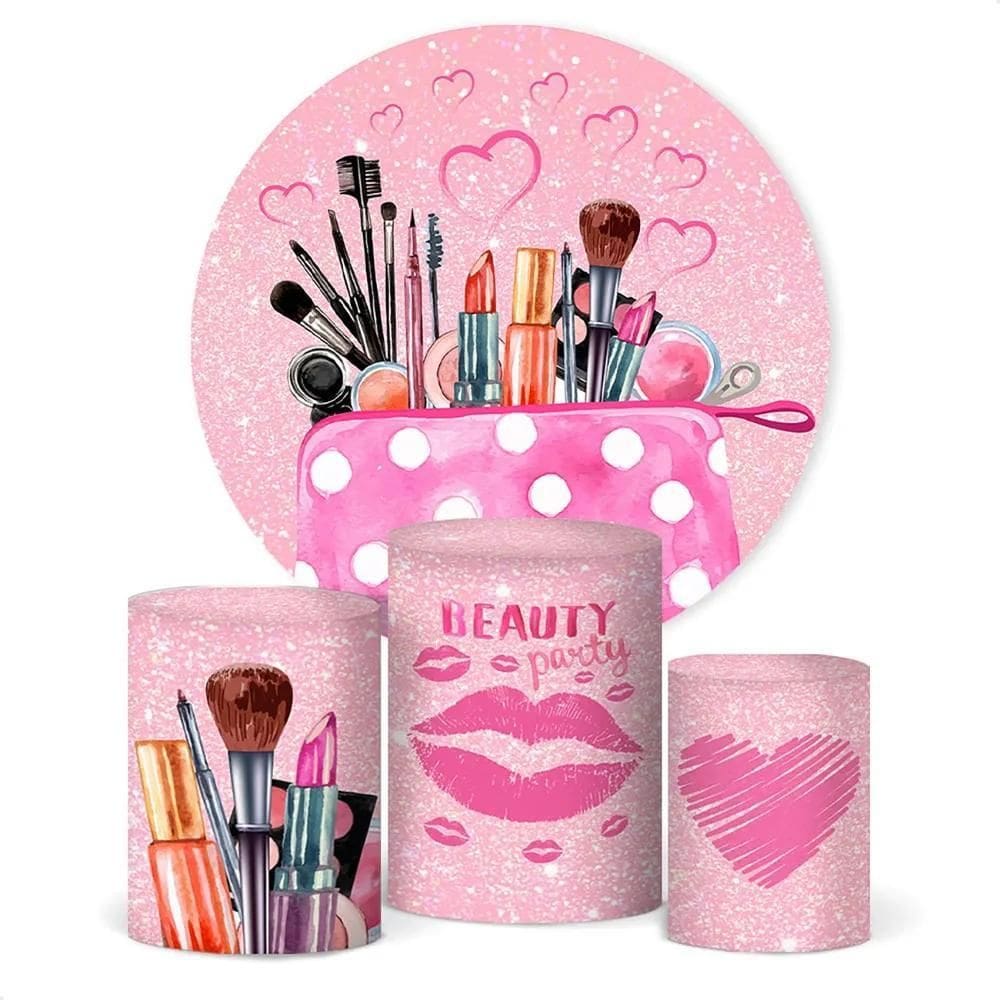 Painel De Festa E Capa Cilindro Decoração Sublimado Maquiage