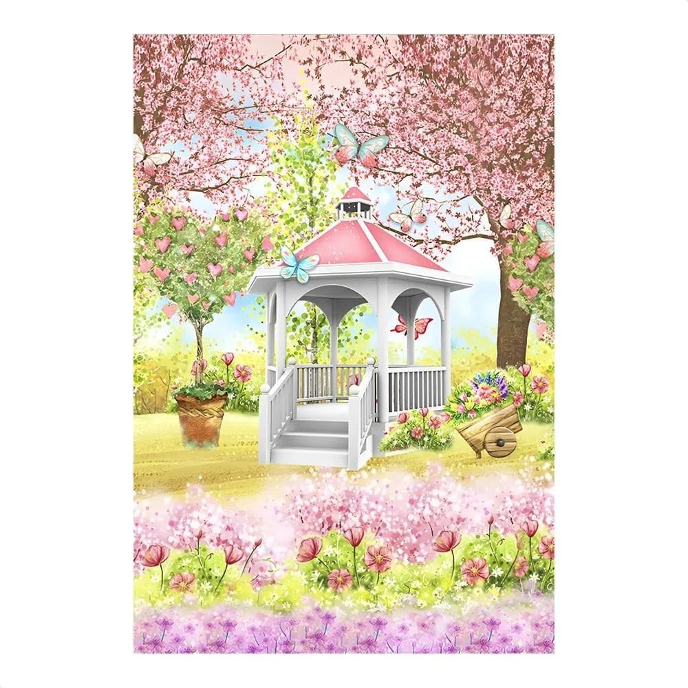 Painel De Festa Retangular Aniversári Jardim Encantado Rosa