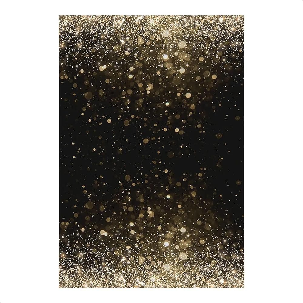 Painel De Festa Retangular Aniversári Glitter Dourado Preto