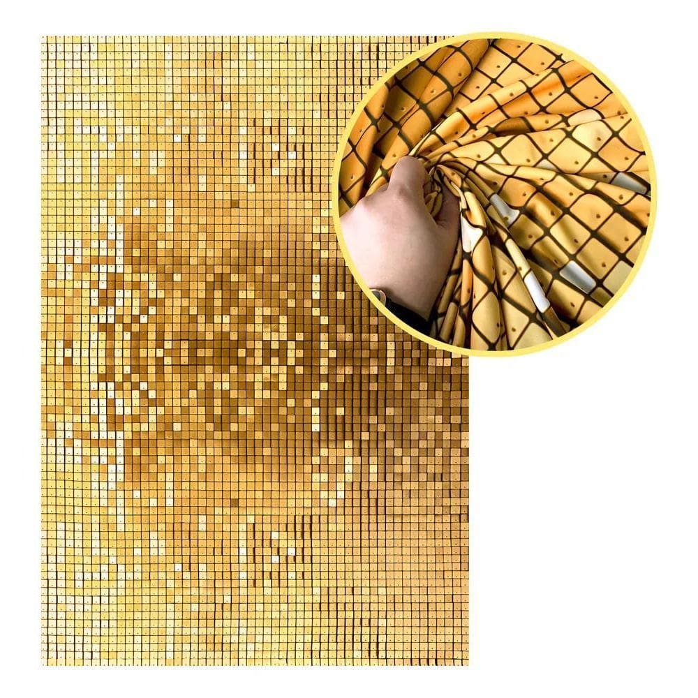 Painel De Festa Retangular Anivers Lantejoula Paetê Dourado