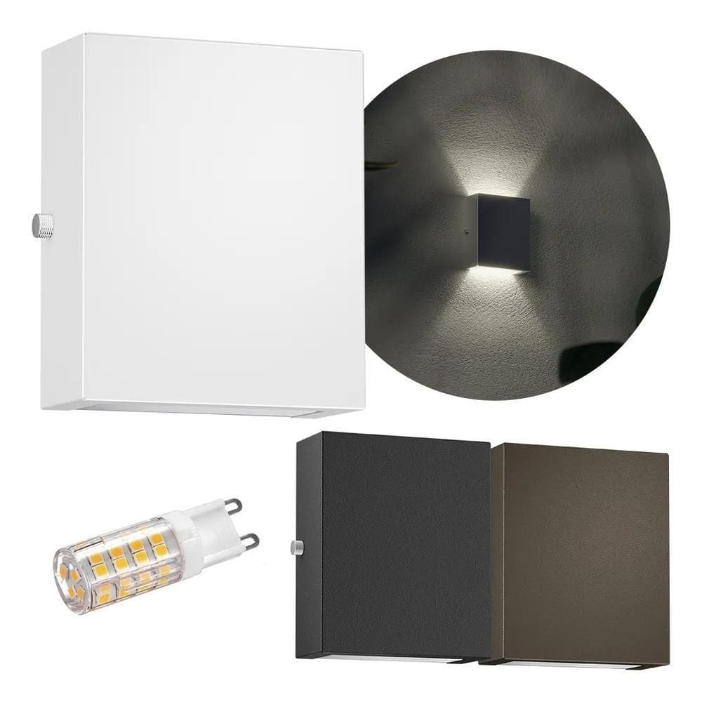 1X Arandela Mini Slim 2 Focos Extern Branco / Branco Frio