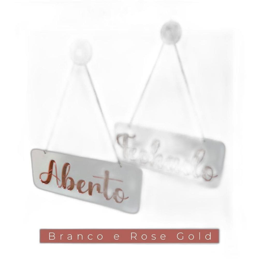 Placa De Sinalização Aberto Fechado Branco E Rose