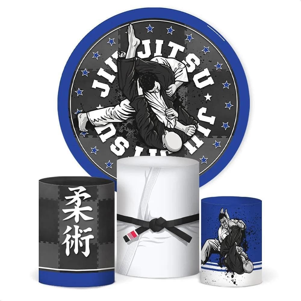 Painel De Festa E Capa Cilindro Decoração Sublimado Jiu Jits