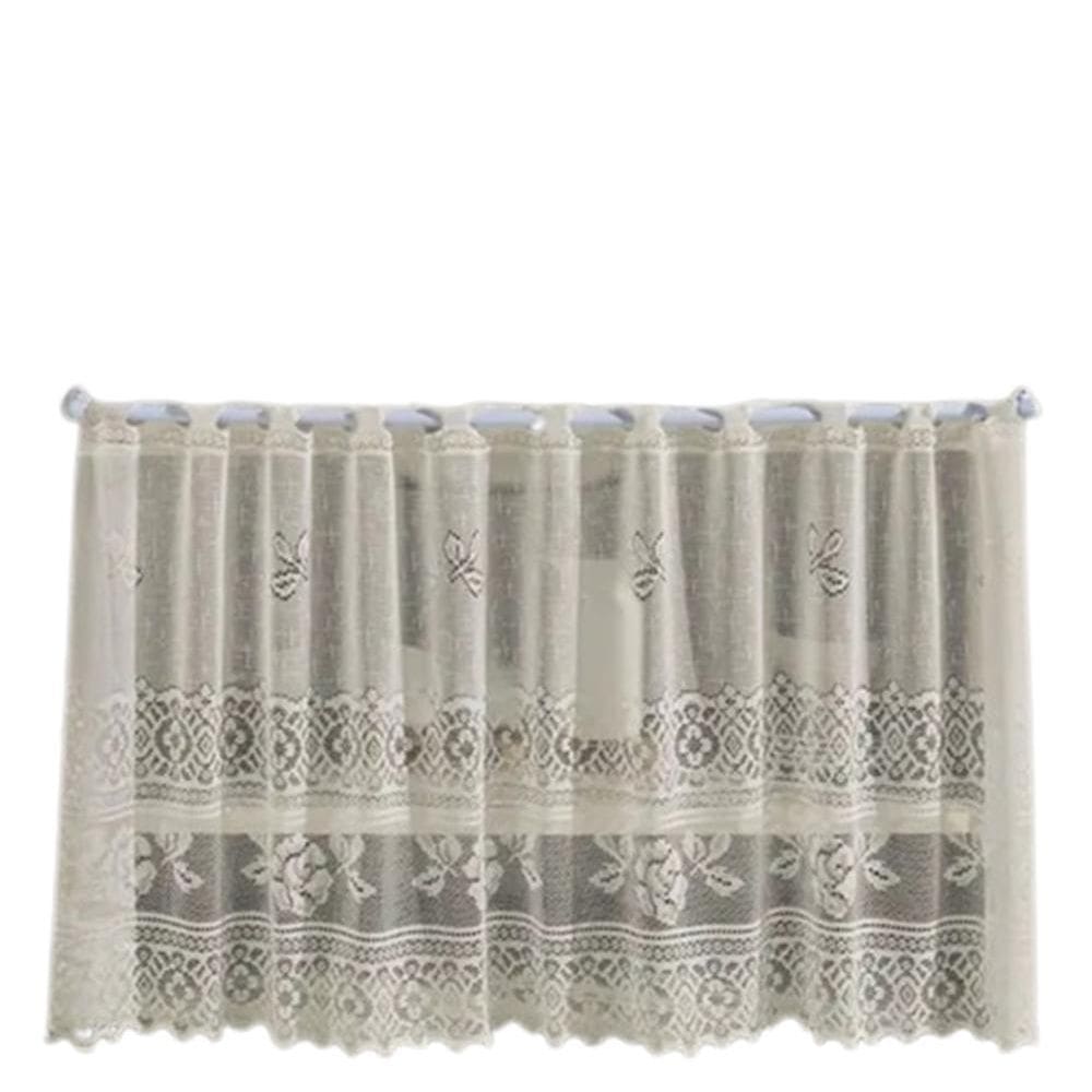 Cortina Pia Renda Valencia Marfim Lisa 2,00Larg X0,80 Alt