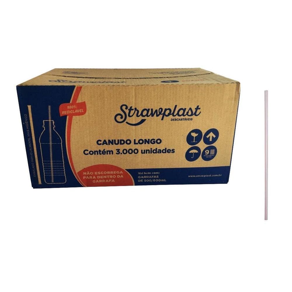 Canudo Plástico Grande 25Cm Para Garrafa C/3000