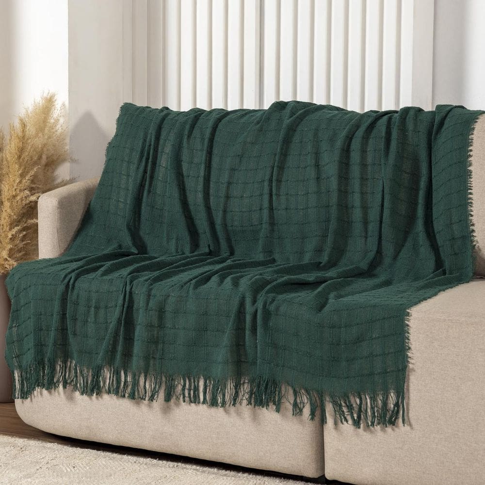 Manta Xale Sofá 1,40M - Elegância Em Algodão Com Franja