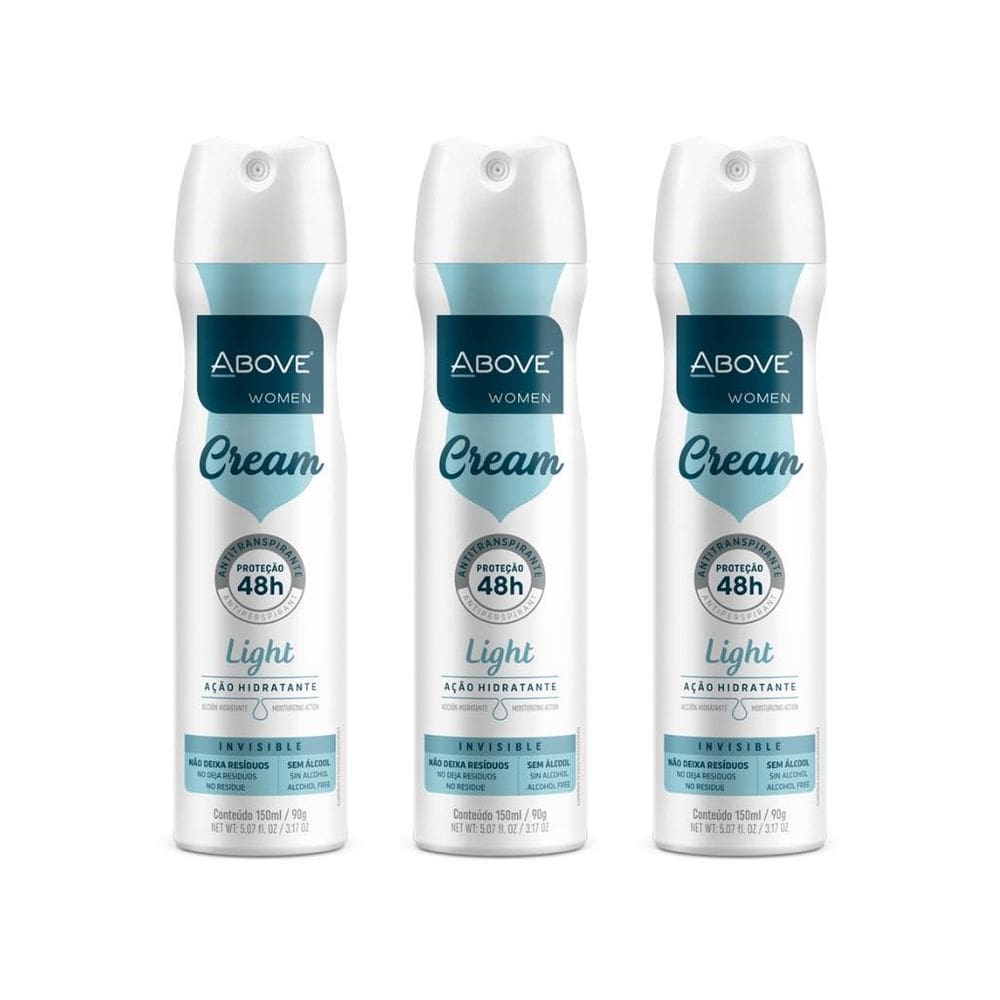 Desodorante Aero Above 150Ml Women Cream Light - Kit Com 3Un