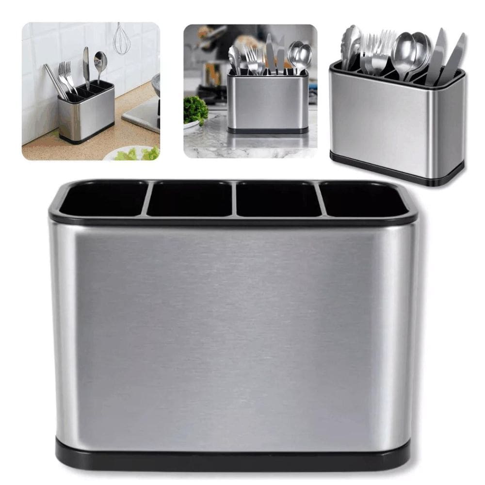 Escorredor Porta Talheres Pia Silver Inox Aço Inox Brilhante