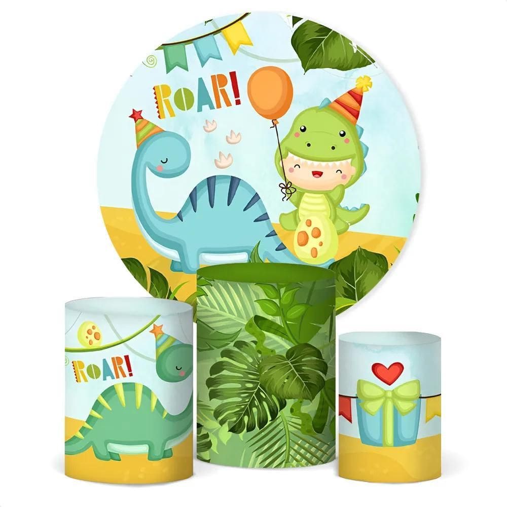 Painel De Festa E Capa Cilindro Decoração Subl Dino Baby Roa