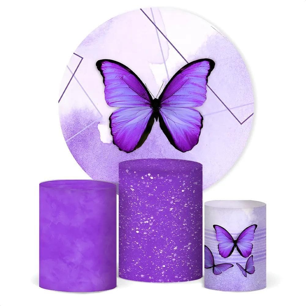 Painel De Festa E Capa Cilindro Decoração Sub Borboleta Lilá