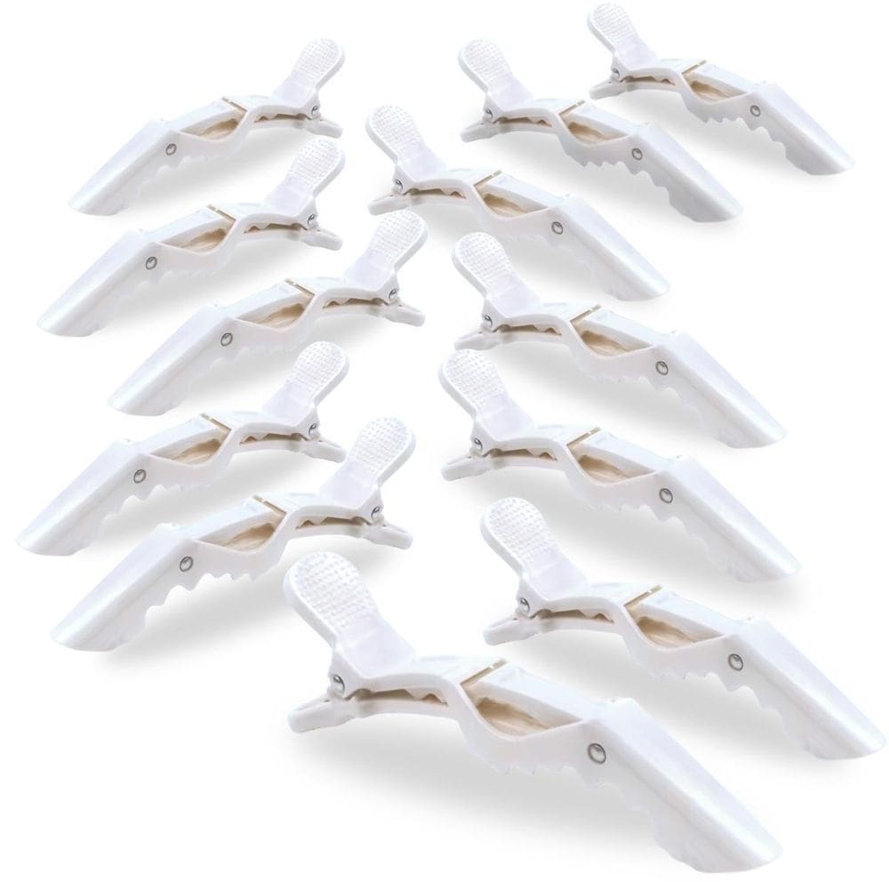 Kit 12 Presilhas Prendedor Cabelo Jacaré Crocodilo Branco