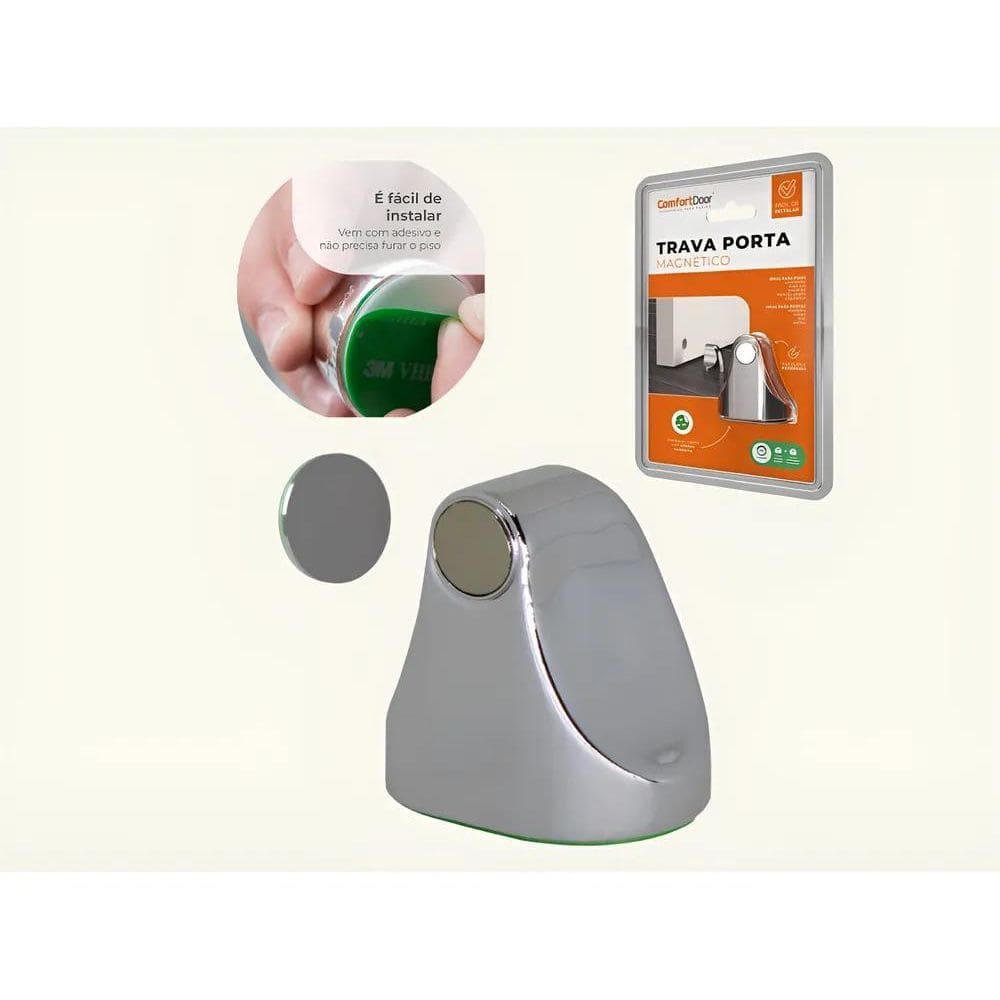 Fixador Trava Porta Magnético Prendedor Ad Cromado