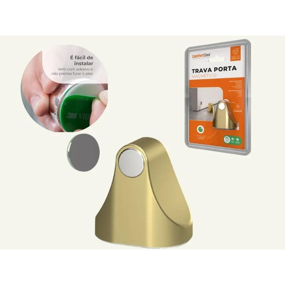 Fixador Trava Porta Magnético Prendedor Ad Dourado