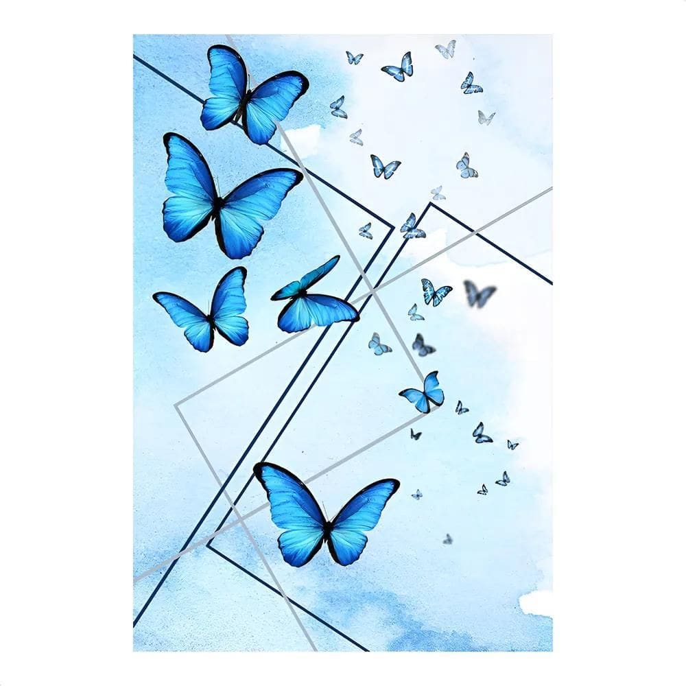 Painel De Festa Retangular Aniversário Subli Borboleta Azul