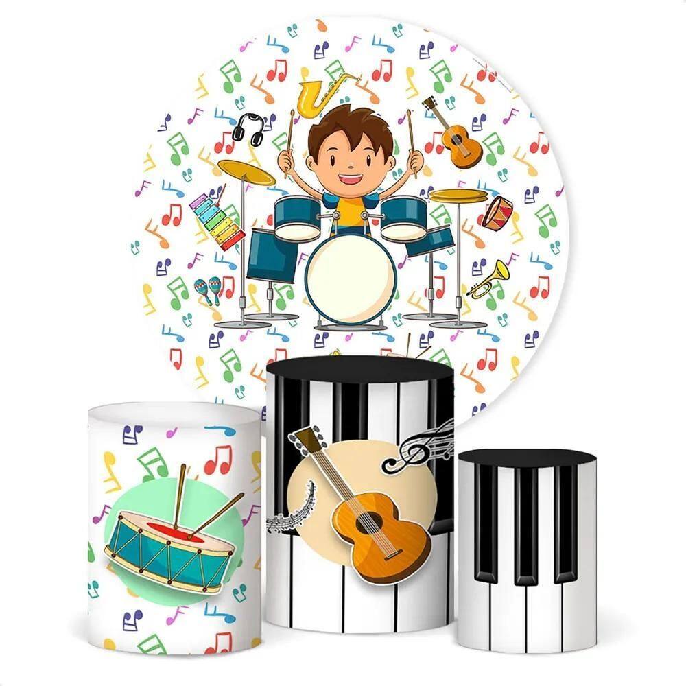 Painel De Festa E Capa Cilindro Decoração Subli Música Menin