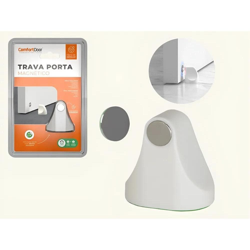 Fixador Trava Porta Magnético Prendedor Ade Branco