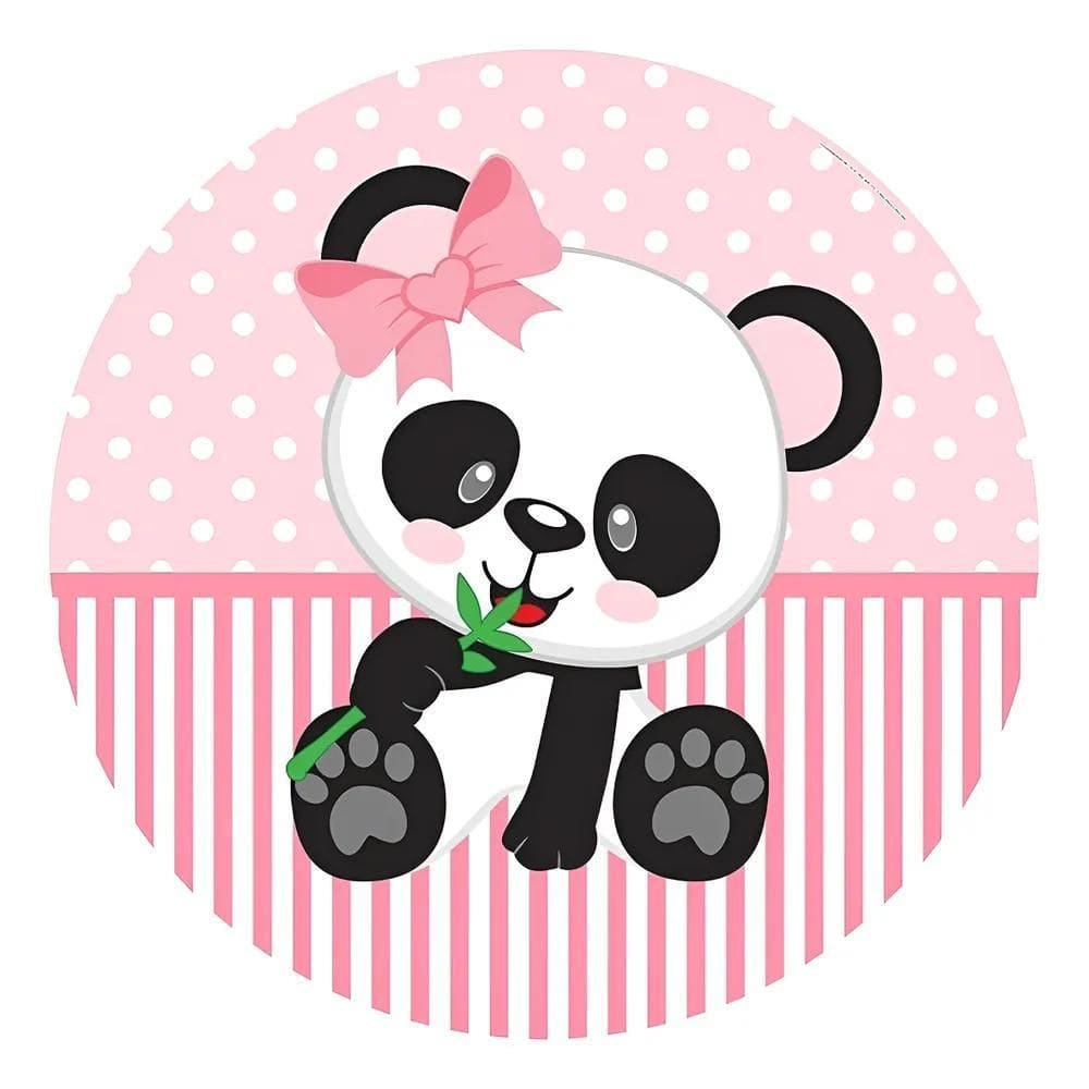 Painel De Festa Redondo Decoração De Aniversário 1, Panda Ro